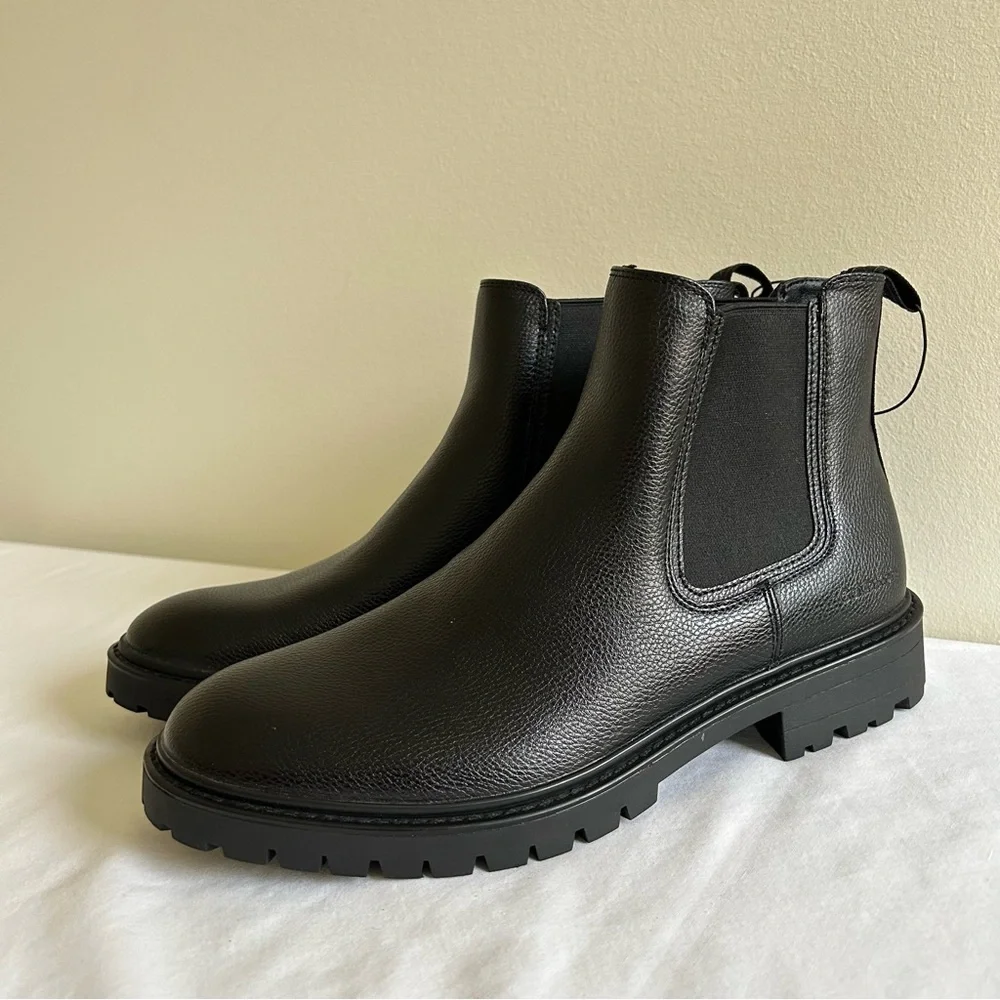 Calvin Klein Black Men’s Leather Chelsea Boots Size 8.5 - Picture 2 of 6